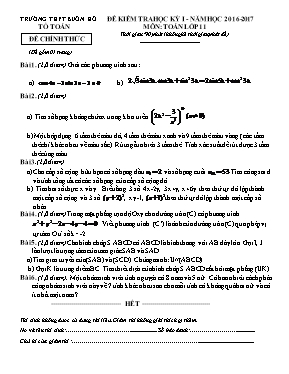 Đề kiểm tra học kỳ I môn Toán lớp 11 Trường thpt Buôn Hồ